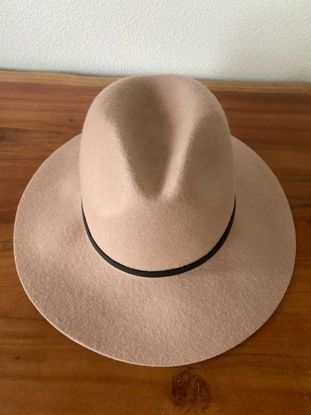 Target wool felted hat fedora brown tan mauve rancher hat vegan leather belt OS
